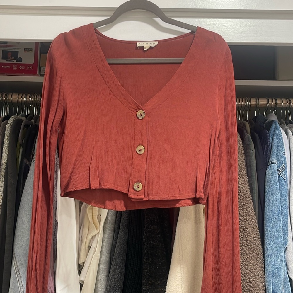Burgundy LA hearts blouse from pacsun